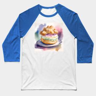 National Cream Puff Day- January 2 - Watercolor Baseball T-Shirt